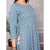 Rangita Women Rayon Light Blue Embellished Calf Length Anarkali Kurti - None