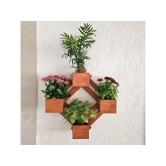 BARISH - Wall Mounted Planter - Diamond | Handcrafted with Rubberwood | Indoor Planter Frame with Stand 25 x 25 x 6 Inches - Sandy Brown