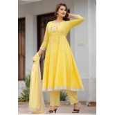 Beautiful Anarkali Kurti with Pant and Dupatta Set-M / Yellow