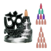 Craftam Polyresin Om Smoke Backflow Incense Cone Holder with 20 Scented Incenses