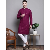 Sequin Embroidered Pure Cotton Kurtas-XL / Purple