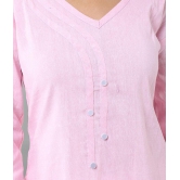 DESHBANDHU DBK - Pink Cotton Womens Straight Kurti - None