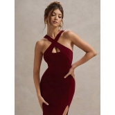 clafoutis Lycra Solid Full Length Womens Bodycon Dress - Wine ( Pack of 1 ) - None