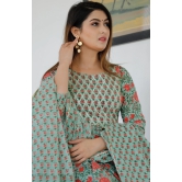 Light Green Hand Block Printed Anarkali Set XXL