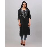 Alena Cotton Embroidered Straight Womens Kurti - Black ( Pack of 1 ) - None