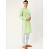 Jompers Mens Lime Cotton Solid Kurta Only-L / Green