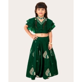 Girls Georgette Embroidered Readymade Lehenga Choli-Green / 5 Years-6 Years