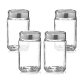 Treo By Milton Cube Storage Glass Jar, Set of 4, 1000 ml Each, Transparent - Transparent