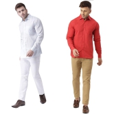 KLOSET By RIAG 100% Cotton Regular Fit Solids Full Sleeves Men's Casual Shirt - Red ( Pack of 2 ) - None