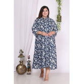 Swasti Cotton Blend Printed Flared Womens Kurti - Blue ( Pack of 1 ) - None