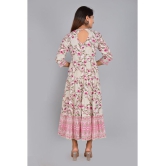 Smien Rayon Printed Anarkali Womens Kurti - Pink ( Pack of 1 ) - None