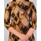 MAUKA Rayon Printed Straight Womens Kurti - Brown ( Pack of 1 ) - None