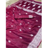 Apnisha Banarasi Silk Embellished Saree With Blouse Piece - Wine ( Pack of 1 ) - Wine