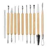 Wooden Handle Wax Pottery Clay Sculpting Sculpt Smoothing Wax Carving Pottery Ceramic Tools Polymer Ceramic Clay Tool Set - 11 Pieces