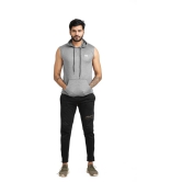 Men Solid Hooded Neck Polyester Grey T-Shirt