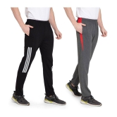 Zeffit Solid, Striped Men Black, Grey Track Pants (Pack Of 2 ) - 2XL