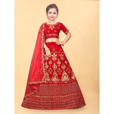 Apnisha - Red Velvet Girls Lehenga Choli Set ( Pack of 1 ) - None