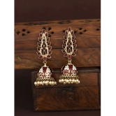 Sukkhi Delightful Pearl Gold Plated Meenakari Jhumki Earring for Women - Maroon