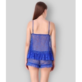 Fasense - Blue Net Women's Nightwear Baby Doll Dresses Without Panty ( Pack of 1 ) - S