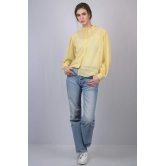 Yellow High Neck Full Sleeve  Regular Top (OTL-TPS1022)-Yellow / XS