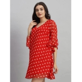 Curvydrobe Georgette Printed Mini Womens A-line Dress - Red ( Pack of 1 ) - None