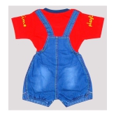 Wise Guys - Red & Blue Denim Unisex Dungaree Sets ( Pack of 1 ) - None