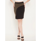 Women Black & Brown Colourblocked Solid Mini Pencil Skirts