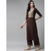 Estela - Brown Straight Cotton Women's Stitched Salwar Suit ( Pack of 1 ) - None