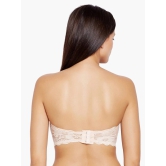 Women’s/Girl’s Lace Net Tube Bra Strapless Padded Seamless Hook Closure Bra - Beige