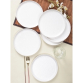 Market99 Hammered Melamine Tableware White Glossy Finish Full Plates for Dining Table (Set Of 6, White)