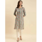 Rangita Women Sea Green Cotton Printed Knee Length Straight Kurti - None