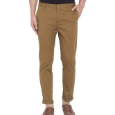 Men Regular Fit Khaki Cotton Blend Trousers