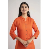 MAUKA - Orange Rayon Womens Front Slit Kurti ( Pack of 1 ) - None