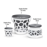 Milton Duplex Spa 3 Piece Set, Grey | 20 Litres Bucket with Mug & Stool | Bathroom Accessory Set