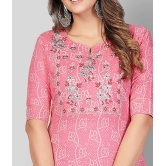 Vbuyz - Pink Cotton Womens Straight Kurti ( Pack of 1 ) - L