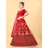 Apnisha - Red Velvet Girls Lehenga Choli Set ( Pack of 1 ) - None