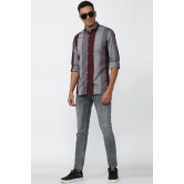 Men Grey Slim Fit Stripe Full Sleeves Casual Shirt