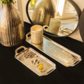 Textured Metallic Silver Decor Tray Silver 30cm