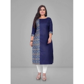 Parastri Cotton Printed Straight Womens Kurti - Blue ( Pack of 1 ) - None