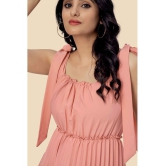 Glomee Crepe Solid Midi Women''s Fit & Flare Dress - Peach ( Pack of 1 ) - None