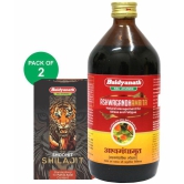 Baidyanath Shodhit Shilajit 30 Caps + Ashwagandhaamrita (450 ml) - (Pack Of 2)