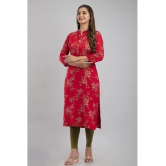 MAUKA - Red Rayon Women''s Straight Kurti ( Pack of 1 ) - None