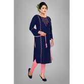 HAYA - Navy Rayon Womens Straight Kurti ( Pack of 1 ) - None