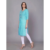 JC4U Cotton Printed Straight Womens Kurti - Turquoise ( Pack of 1 ) - None