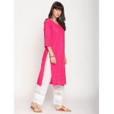 Queenley - Pink Cotton Women's Straight Kurti ( Pack of 1 ) - L