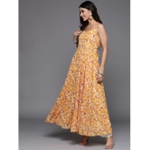 Varanga Georgette Printed Anarkali Womens Kurti - Yellow ( Pack of 1 ) - None