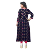 Vbuyz - Navy Rayon Womens Front Slit Kurti ( Pack of 1 ) - None