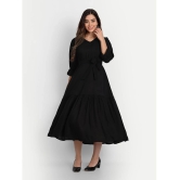 gufrina Rayon Solid Midi Womens Fit & Flare Dress - Black ( Pack of 1 ) - None