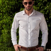 White Formal Cotton Shirt With Spread Collar-M