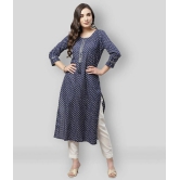 Divena - Blue Cotton Womens Straight Kurti ( Pack of 1 ) - 6XL